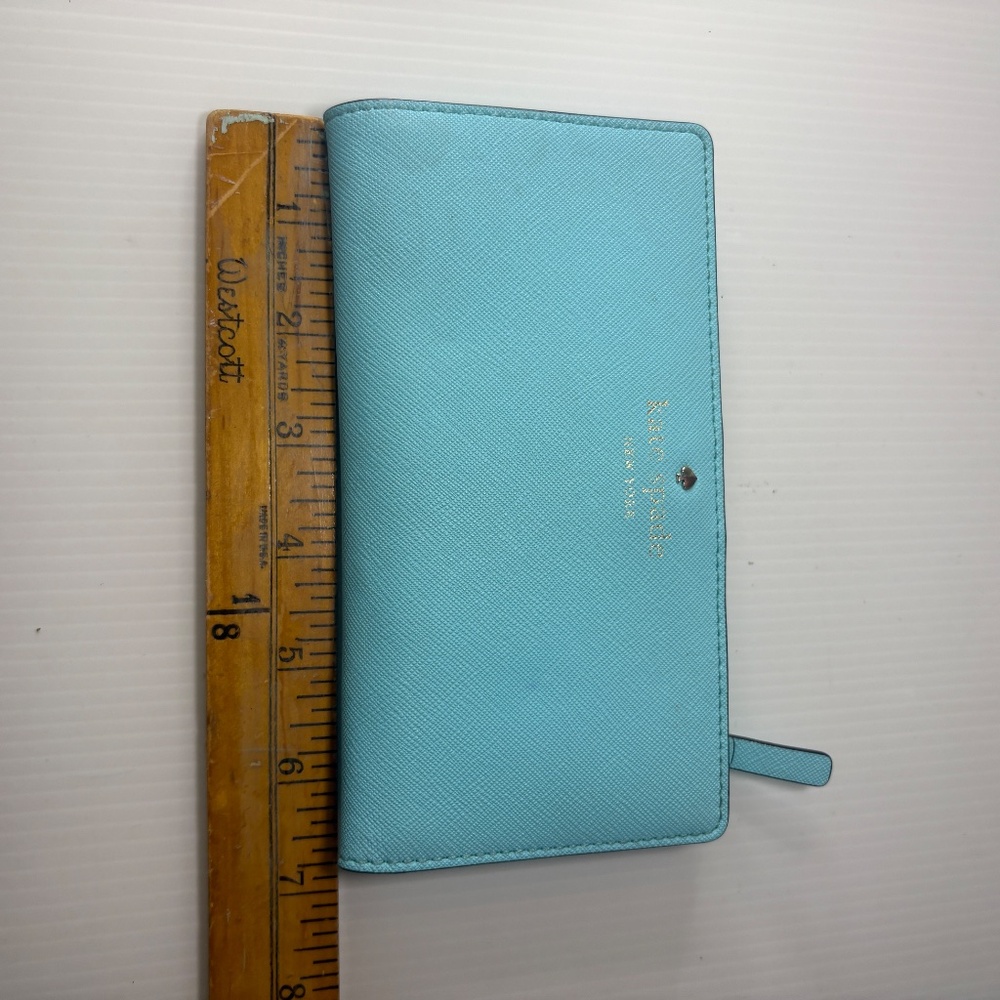 Kate Spade Grand Street Stacy Bifold Leather Slim Wallet Turquoise/Aqua/Blue - Picture 12 of 13